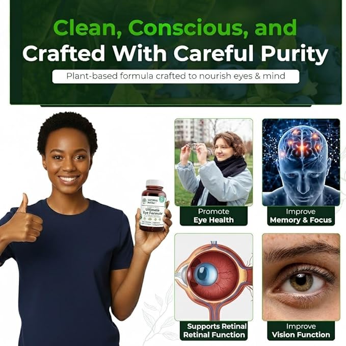 Natural Nutra Ultimate Eye Health Supplement - Bilberry &amp Blueberry Extract Blend for Day and Night Vision Support Promotes Color Perception &amp Eye Clarity - Non-GMO Vegan - 30 Capsules (Pack