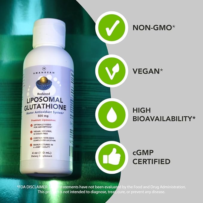 AMANDEAN Premium Brain Health Supplement &amp Liposomal Glutathione Bundle. Triple Formula with Magnesium L-Threonate USA-Grown Organic Lion’s Mane 6:1 Extract and Alpha-GPC. Support Cognition Foc