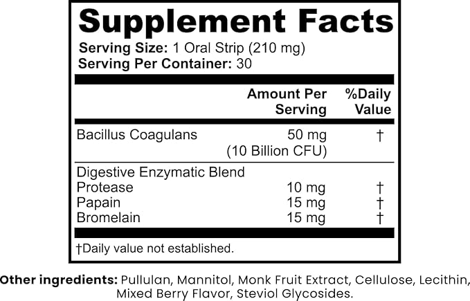 Bili Gut Health Strips |Mixed Berry Quick-Dissolve Oral Strips