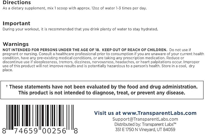 Transparent Labs Hydrate a Electrolyte Formula a Dragon Fruit Citrus (0.74 lbs./40 Servings)