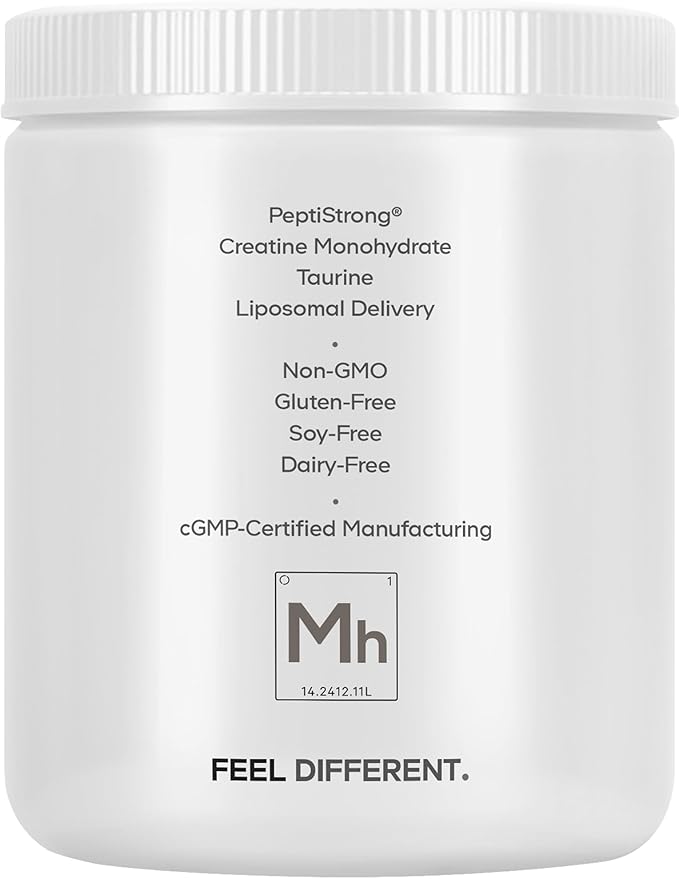 Codeage Muscle Formula+ Platinum Supplement - Creatine Monohydrate PeptiStrong Fava Bean Protein Hydrolysate Taurine Vitamin D3 Liposomal Delivery - Non-GMO - Unflavored Protein Powder - 8.78 Oz
