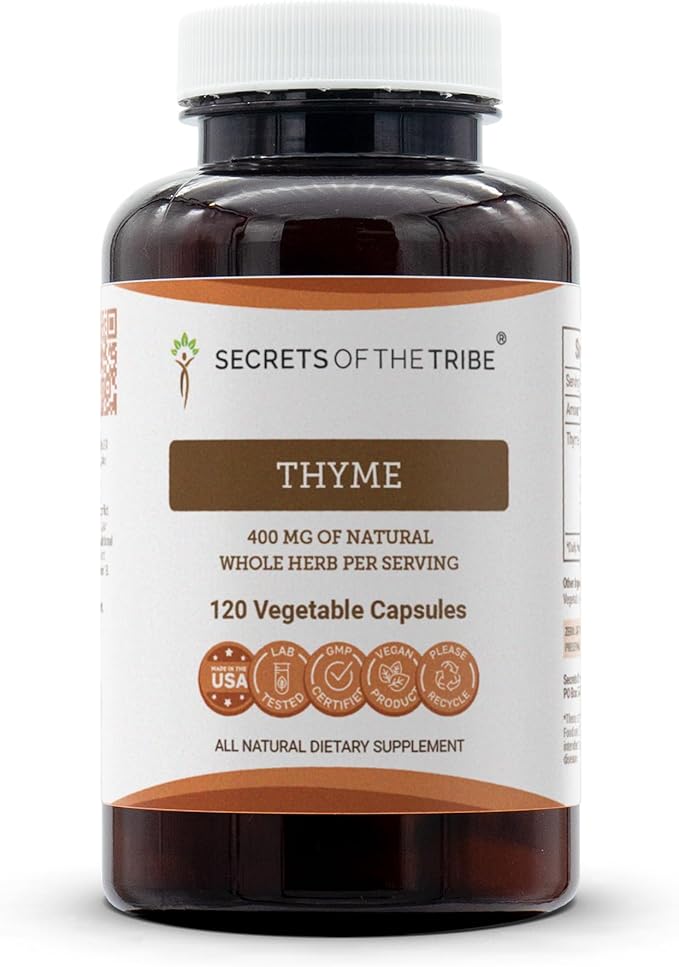 Secrets of the Tribe Thyme 120 Capsules Made with Vegetable Capsules and Thymus Vulgaris Toni Effect (120 Capsules)