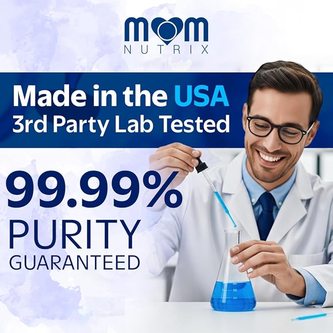 MOM NUTRIX Methylene Blue Pharmaceutical Grade - USP Grade 1% Solution Third-Party Tested Brain Health Dietary Supplement for Humans - No Formaldehyde Alcohol Free - Made in USA - 60 ml 2 oz