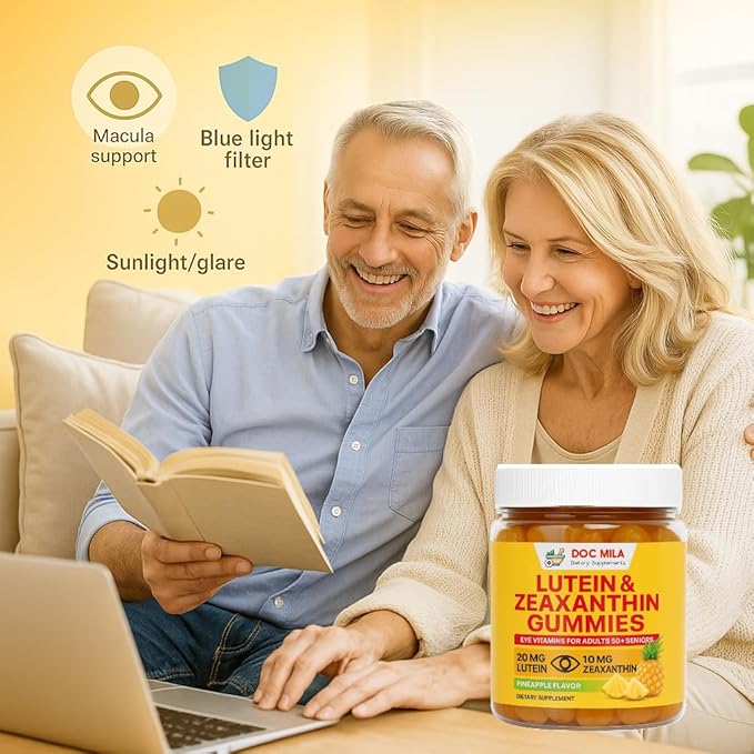 Lutein &amp Zeaxanthin Gummies – Eye Vitamins for Adults 50+ &amp Seniors – Eye Health Supplements for Over 50 Adults – Luteina y Zeaxantina para Los Ojos – 30 Chewable Gummy