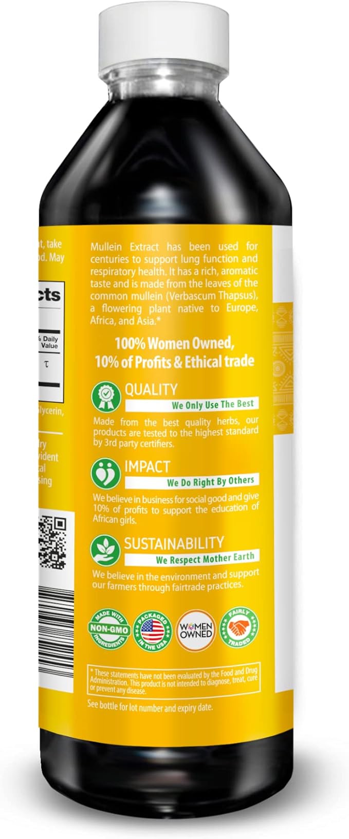Herbal Goodness Mullein Drops for Lungs - Respiratory Support Mullein Leaf Extract for Lungs Bronchial &amp Lung Detox for Smokers Organic Wild Mullen as Tea Pills Tincture - Made in USA - 12 Fl