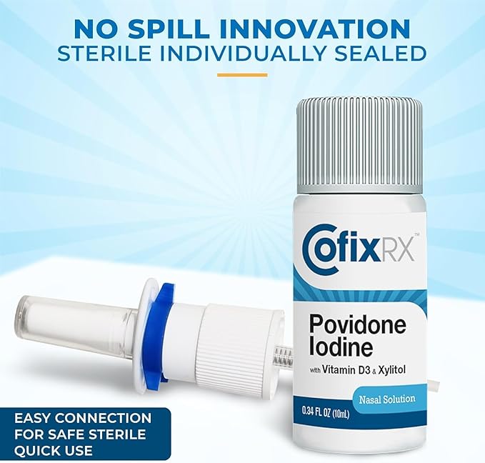 Nasal Cleanse Solution Spray Povidone Iodine with Vitamin D3 &amp Xylitol Cleans Nasopharynx For Cold Allergy Sinus Relief Laboratory Tested Patented Formula Fast Acting &amp Long Lasting 3 pk