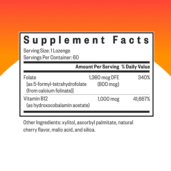 Seeking Health Hydroxo B12 with Folinic Acid - Supplement with Non-Methylated Form of Folate - Vitamin B12 Complex for Heart Health Support - 60 Lozenges