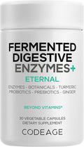 Codeage Fermented Digestive Enzymes Supplement - 14 Digestive Enzymes Probiotics Prebiotics Fermented Botanicals Plant-Based Multi Pancreatic Enzymes - 1 Capsule a Day - 30 Capsules