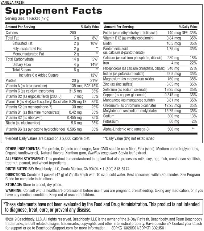 BODi 3-Day Refresh Complete Kit – Shakeology Vanilla Fresh Protein Shake Fiber Sweep Program Guide for Clean Eating Lose a Few Pounds Enhanced Energy &amp Wellness Body Cleanse