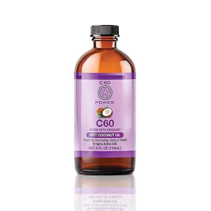 C60 Purple Power C60 In Organic Mct Coconut Oil - Natural Wellness &amp Antioxidant Support For Men &amp Women 99.99% Pure Carbon Fullerenes Promotes Energy Mental Clarity &amp Stamina - 4 Fl O
