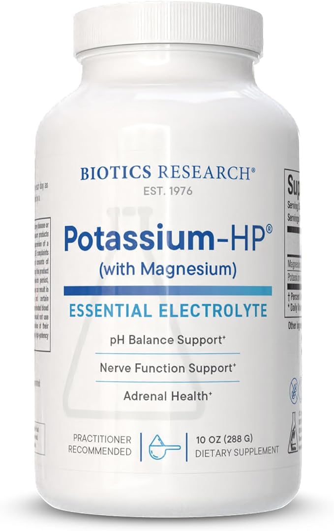 Biotics Research Potassium HP Potassium with Magnesium Powdered Formula Electrolyte Supports Cardiovascular Renal and Bone Health Essential Mineral for Vascular and Muscle Function 10 Ounces