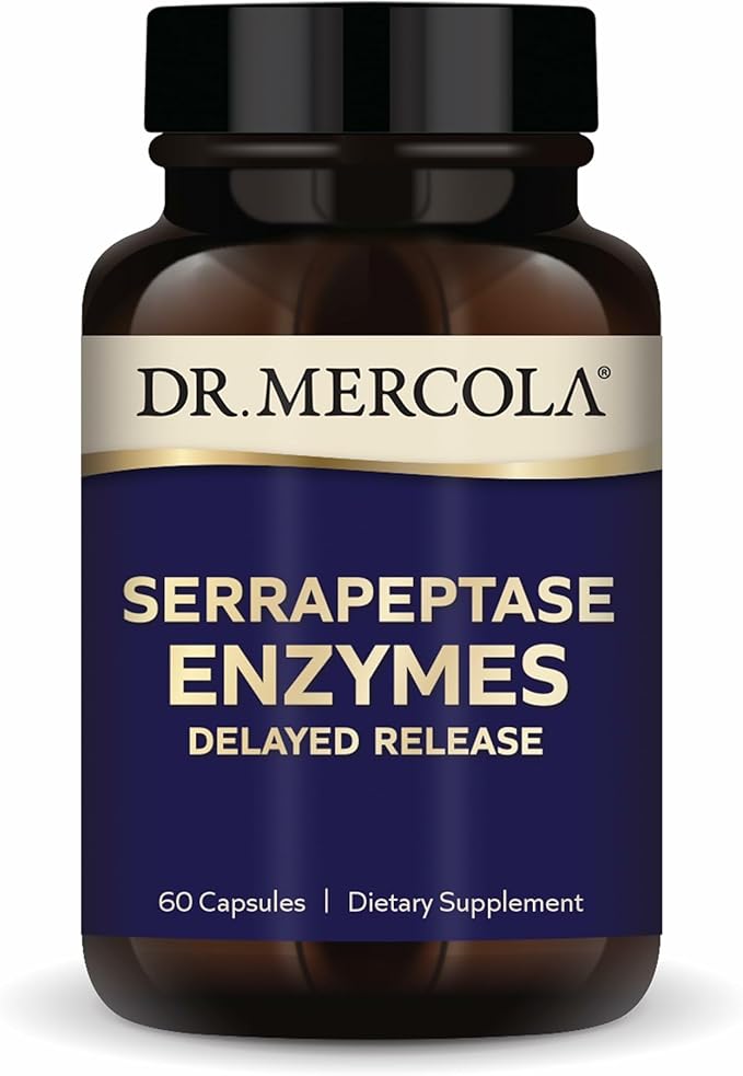 Dr. Mercola Serrapeptase Enzymes - Supports Healthy Cellular Function - Delayed Release - Non-GMO Gluten-Free &amp Soy-Free - 60 Capsules