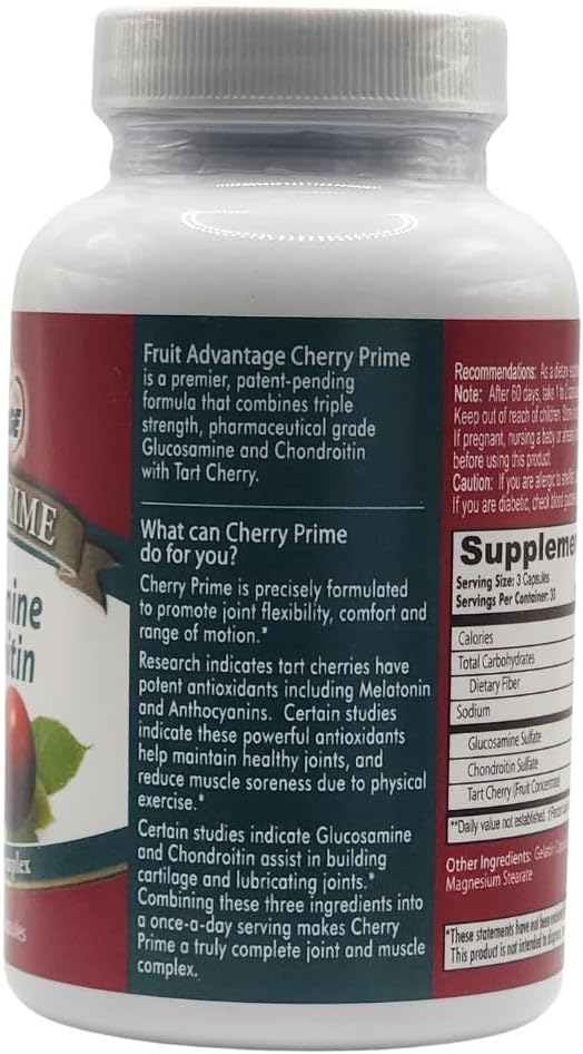 Cherry Prime Montmorency Tart Cherry with Glucosamine &amp Chondroitin - 90 Capsules (2-Pack)