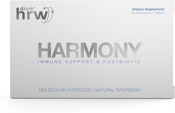 DRINK HRW Harmony Molecular Hydrogen Water Tablets: ImmunoLP20 Magnesium for Energy Boost Mental Focus Stress Support Daily Antioxidant Health Supplement (Raspberry 30 Count)