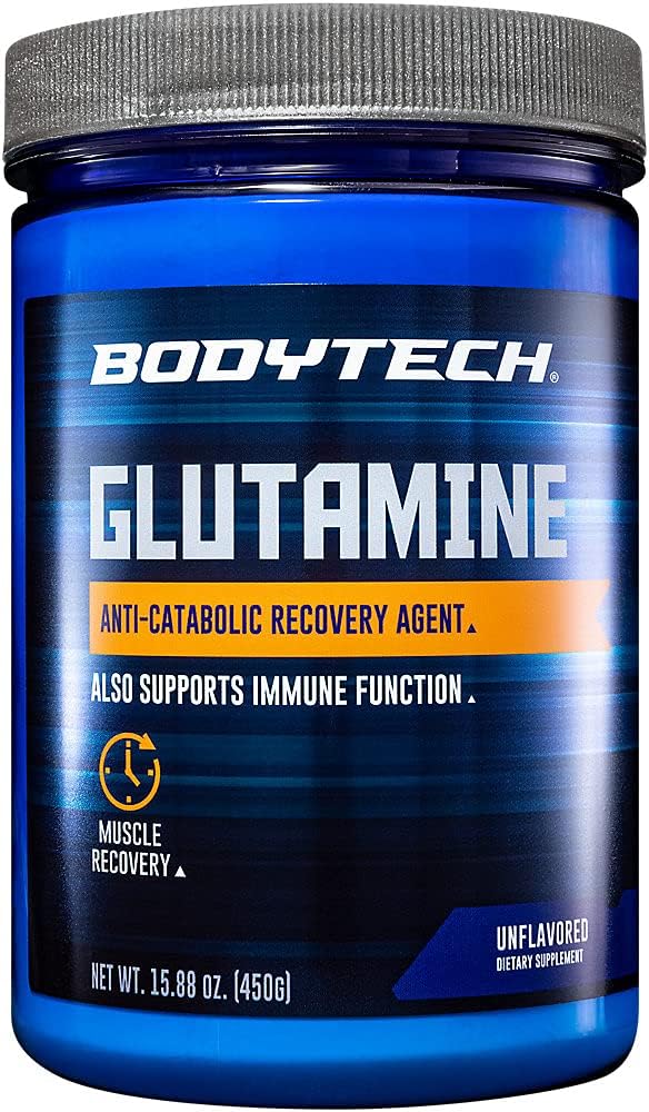 BodyTech Glutamine Powder - Supports Muscle Recovery Immune Health &amp Exercise Performance - Unflavored (15.88 oz 100 Servings)