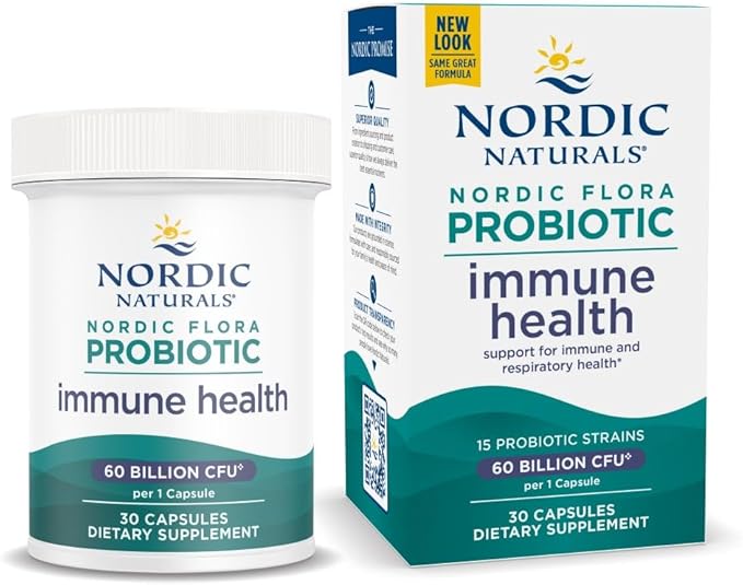 Nordic Naturals Nordic Flora Probiotic Immune Health 30 Capsules 15 Probiotic Strains for Immune and Digestive Health Support Vegan 30 Servings