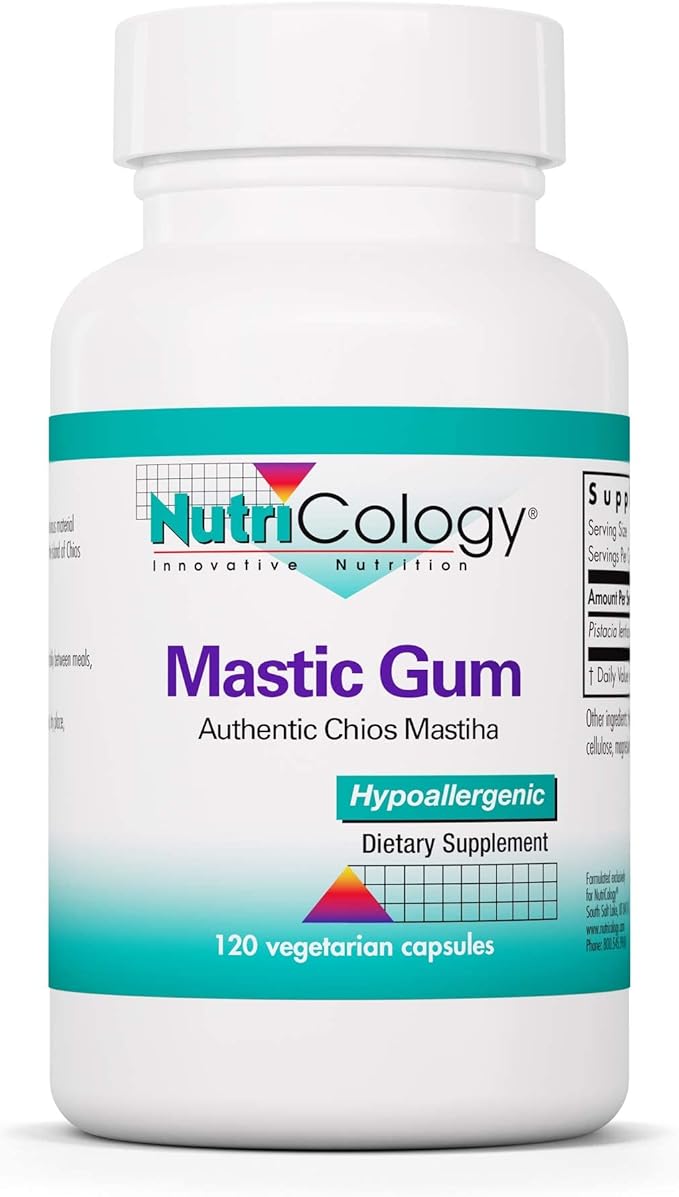Allergy Research Group NutriCology Mastic Gum - Supports Digestive Comfort - Delivers 1000 mg Chios Mastic Gum Resin per Serving - Vegetarian &amp Hypoallergenic - 60 Servings - 120 Capsules