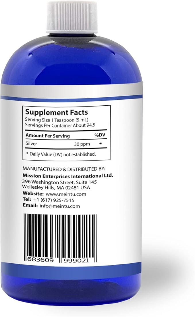 Human™ by MEINTU Ultra-Pure Colloidal Silver for Natural Immune Support* - 16oz - Economy Refill Size Premium Ionic Silver Hydrosol Supplement Safe for Adults Children and Pets