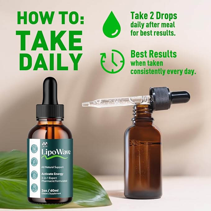 Lipowave Drops Official LipoWave Drops with All Natural Ingredients Advanced Overall Health and Wellness Vitamin Supplement Premium Formula for Maximum Strength Multivitamin Support (30 Servings)
