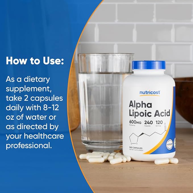 Nutricost Alpha Lipoic Acid 600mg Per Serving 240 Capsules - Gluten Free Vegetarian Capsules Soy Free &amp Non-GMO (Pack of 2)