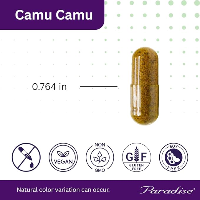Paradise Herbs Organic Camu Camu Extract 400 mg Rich in Vitamin C Pure &amp Potent Gluten Free Non-GMO Vegan 180 Vegetarian Capsules