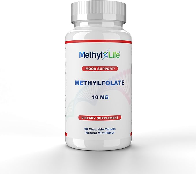 Methyl-Life® L-Methylfolate 10 mg - Chewable Active Folate Tablets with ultrapure Form of Cerebrofolate® (L-5-MTHF Calcium) | Vegan Non-GMO Gluten-Free | 90 Chewable Tablet