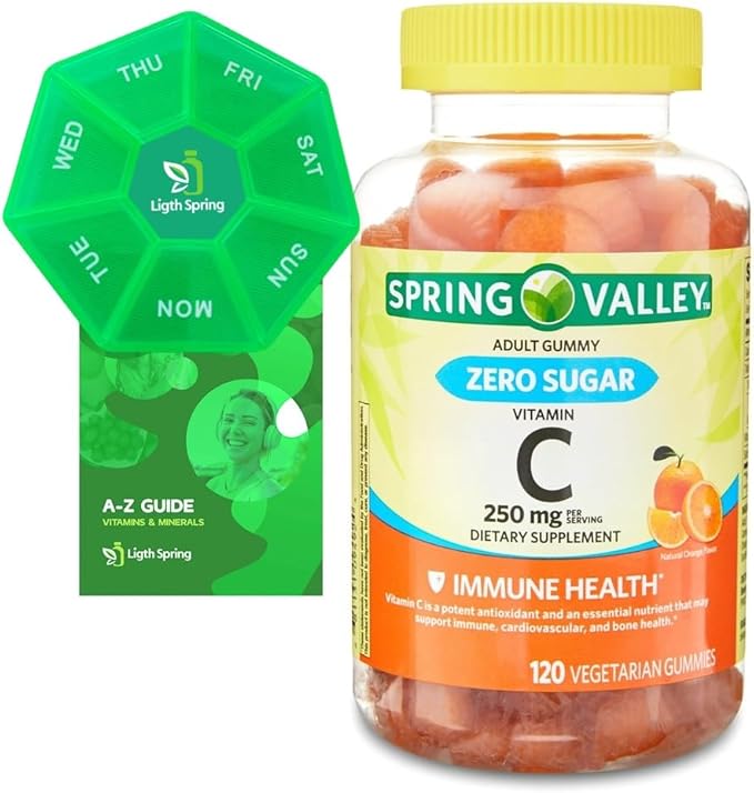 Zero Sugar Vitamin C Gummies Dietary Supplement 250 mg 120 Ct Bundle with Exclusive Vitamins &amp Minerals - A to Z - Better Ligth&ampSpring Guide