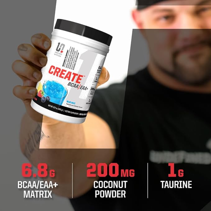 Undefined Nutrition Create BCAA/EAA+ by Brian Shaw -Muscle Recovery &amp Endurance 6.8g BCAA/EAA Matrix -Full Spectrum BCAA + Essential Amino Acids Supplement – 30 Servings (127 oz Fruit Punch Fies