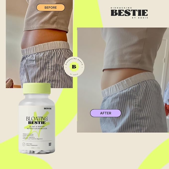 Biohacking Bestie Bloating Bestie for Women &amp Men - Gut Health Supplement Digestion Support Natural Water Retention Remover Helps Remove Bloat &amp Gas - 30 Capsules
