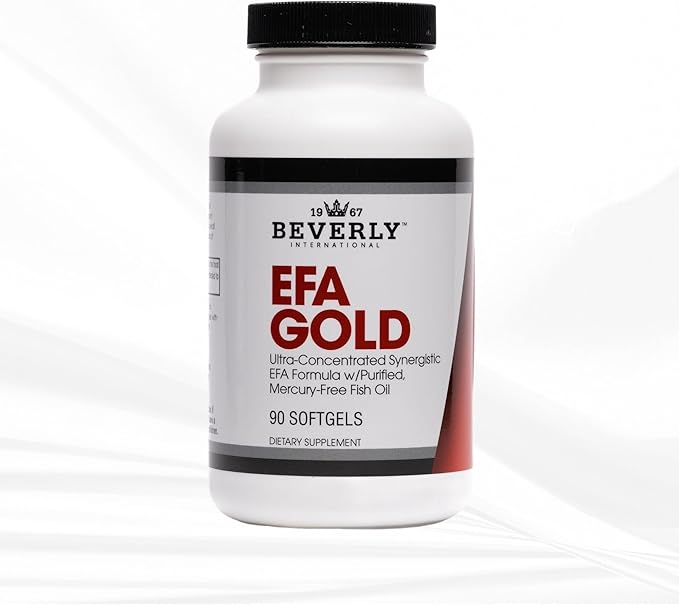 Beverly International EFA Gold 90 Softgel Capsules. High Potency Omega-3s EPA and DHA + Omega 6&amp9 Fatty Acids. Combination Fish Flaxseed and Borage Oil.