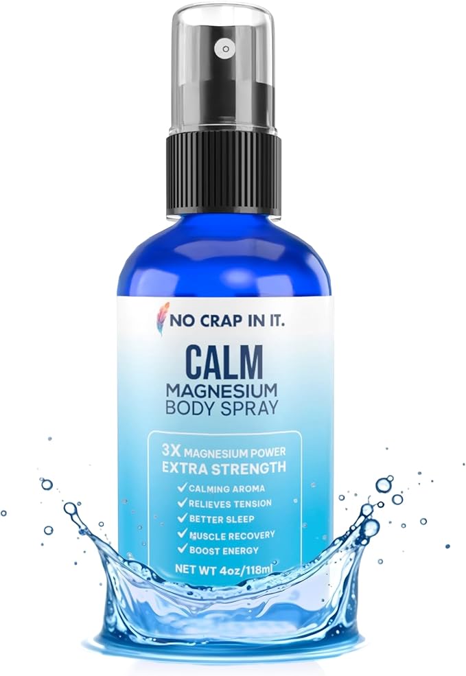 No Crap In It Calm Magnesium Spray Triple Magnesium Power: All Natural Magnesium Chloride Glycinate Sulfate-4oz