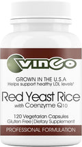 Vinco Inc– Red Yeast Rice with Coenzyme Q10 Dietary Supplement | (120 Capsules) | Supports Healthy Cholesterol Heart Function &amp Circulation | Grown in the USA | Gluten Free