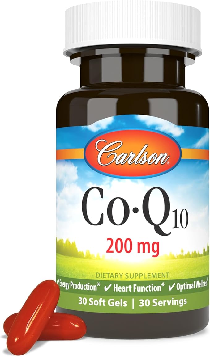 Carlson - Co-Q10 Co-Enzyme Q10 200 mg Energy Production &amp Heart Function 30 Softgels
