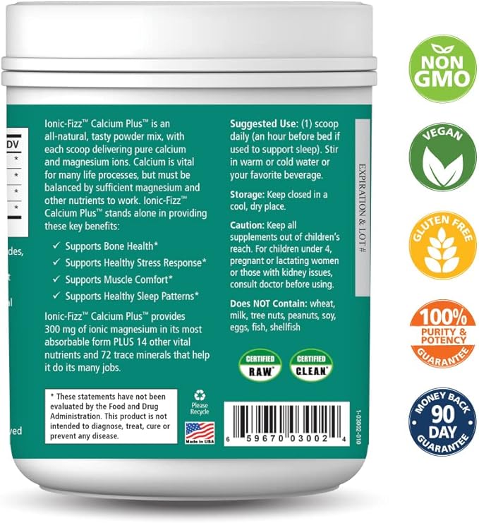 Ionic Fizz Calcium Plus by Pure Essence - Perfect Calcium/Magnesium Ratio with Vitamin A B C D and Potassium Strong Bones - Mixed Berry - 14.82 oz