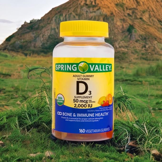 Spring Valley Vegetarian Vitamin D3 Gummies 2000 IU 50 mcg 160 Ct+Better Guide Vitamins Supplements Book Free Include (Cannot Sold Separately)