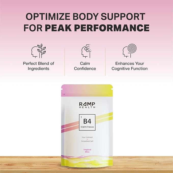 B4 - Supplement - Available in 6 Flavors - L-Theanine Lemon Balm Extract and More - 10 Count (10 Packets Tropical Bliss)