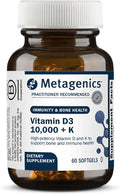 Metagenics Vitamin D3 + K - for Artery Health Immune Support Bone &amp Heart Health* - Vitamin D with MK-7 (Vitamin K2) - Non-GMO - Gluten-Free - 60 Softgels - 10000 IU