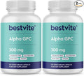 BESTVITE Alpha GPC 600mg per Serving (240 Vegetarian Capsules) (120x2) - No Stearates - Vegan - Non GMO - Gluten Free