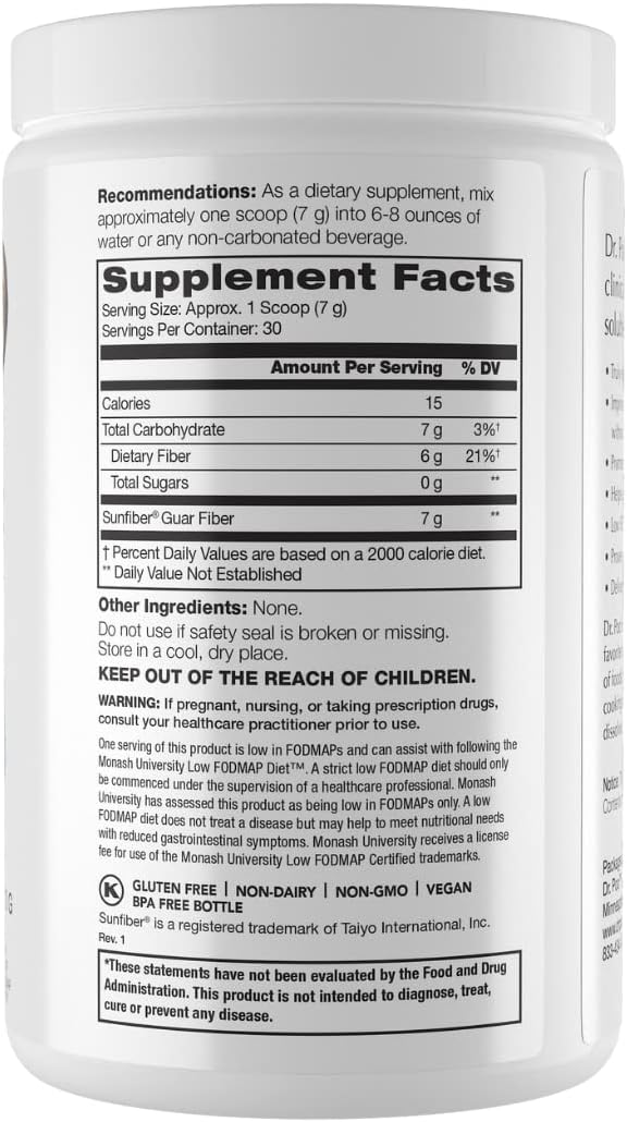 Dr. Poo All-Natural Prebiotic Fiber Supplement | Fiber for the Whole Family | Gentle and Simple Ingredients to Improve Gut Health | Gluten Free VeganTasteless Non-GMO Low-FODMAP (30 Servings)