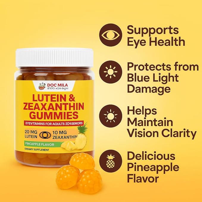 Lutein &amp Zeaxanthin Gummies – Eye Vitamins for Adults 50+ &amp Seniors – Eye Health Supplements for Over 50 Adults – Luteina y Zeaxantina para Los Ojos – 30 Chewable Gummy