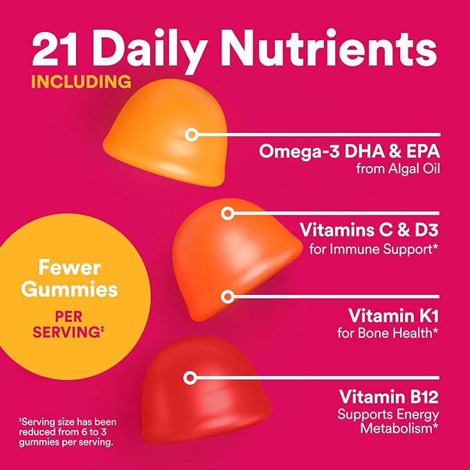 SmartyPants Women's Multivitamin Gummies Omega 3 (DHA/EPA) Methylfolate CoQ10 Vitamin D3 C Vitamin B12 B6 A K &amp Zinc Inositol Gluten Free 120 Count (40 Day Supply)