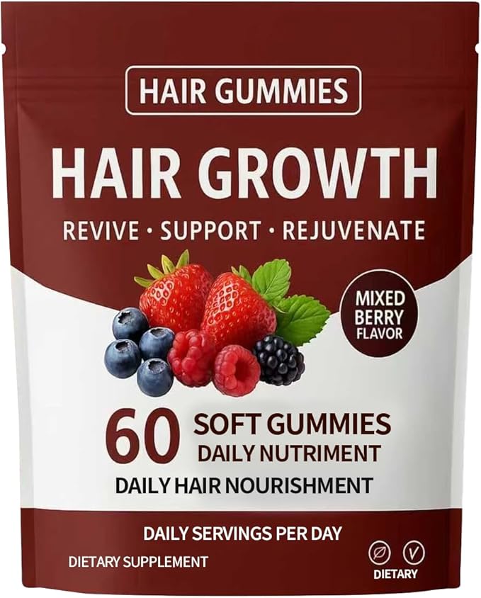 Hair Growth Gummies Daily Hair Nourishment with Biotin Collagen &amp Botanical Extracts Supports Healthy Hair Growth &amp Strength Skin &amp Nail Care Non-GMO 60 Gummies