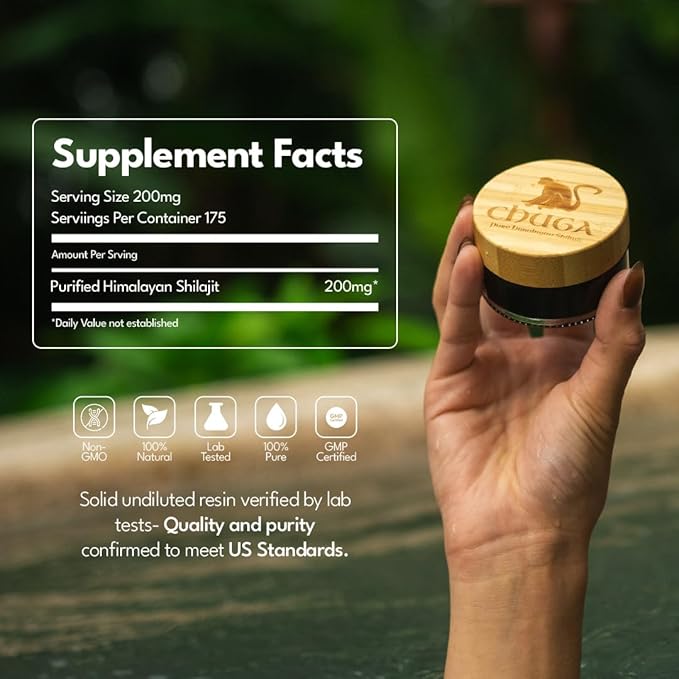 Chuga's Shilajit | Organic Shilajit Harvested 16000ft | Lab Tested in USA 74+ Fulvic Acid Grade A Immune Booster - 0.7 Ounce (Pack of 1) - Shilajit For Men
