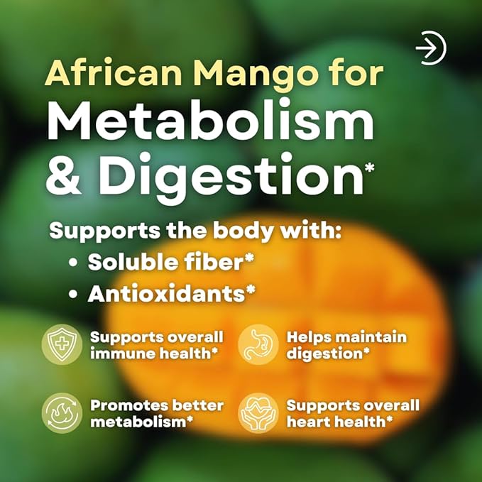 African Mango Capsules for Immune System Metabolism and Nutritional Wellness Support - Pure 10:1 Irvingia Gabonensis Extract - 180 Veggie Capsules Non-GMO Gluten-Free Vegan-Friendly