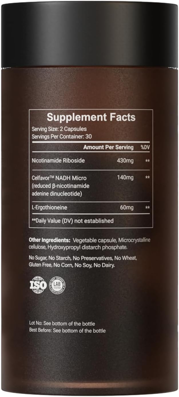 NAD+ Supplement for Women with L-Ergothioneine Promotes Cellular Renewal Energy 60 Capsules