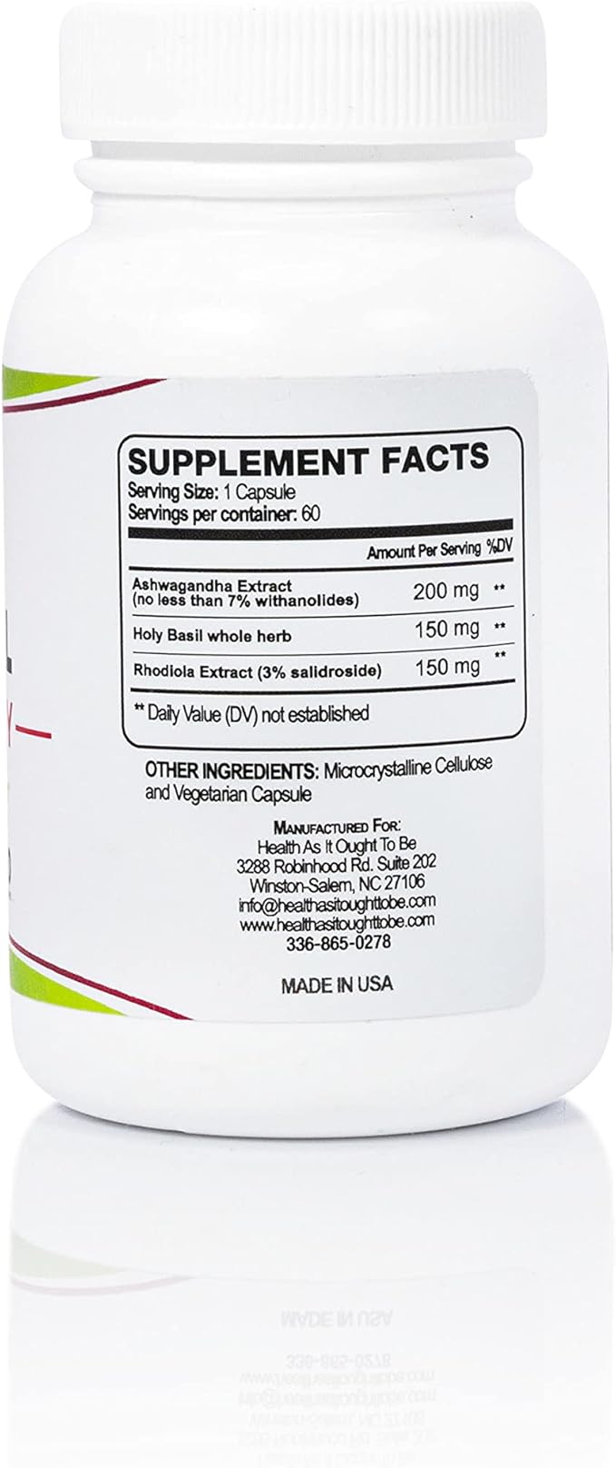Health As It Ought To Be Adrenal Syn3rgy Supplement | Physician Formulated Capsules with Ashwagandha Holy Basil and Rhodiola | 60 Capsules