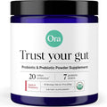 Ora Organic Prebiotic and Probiotic Powder Supplement - 20 Billion Probiotics 7 Strains for Best Prebiotic Powder Non-GMO Probiotics for Women Men &amp Kids - Apple Raspberry Flavor 30 Servings…