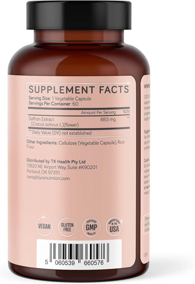 Saffron Supplements – Saffron Extract Pills for Women – Support Mood Energy Boost PMS Mental Clarity &amp Metabolism - Non-GMO Gluten Free 60 Vegan Capsules