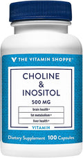 The Vitamin Shoppe Choline Inositol 500MG Once Daily Supplement (100 Capsules)