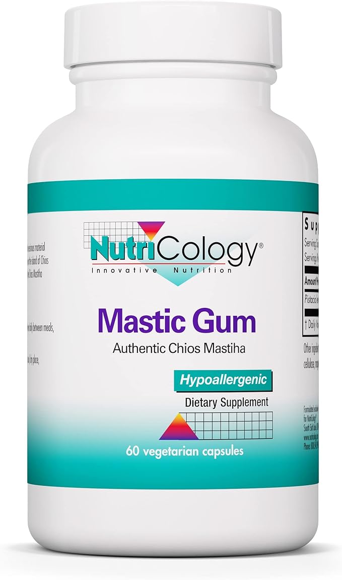 Allergy Research Group NutriCology Mastic Gum - Supports Digestive Comfort - Delivers 1000 mg Chios Mastic Gum Resin per Serving - Vegetarian &amp Hypoallergenic - 30 Servings - 60 Capsules